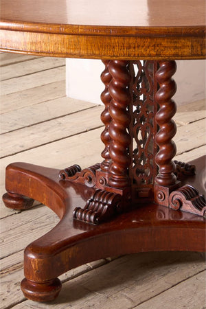 19th century Oak centre table with fretwork column