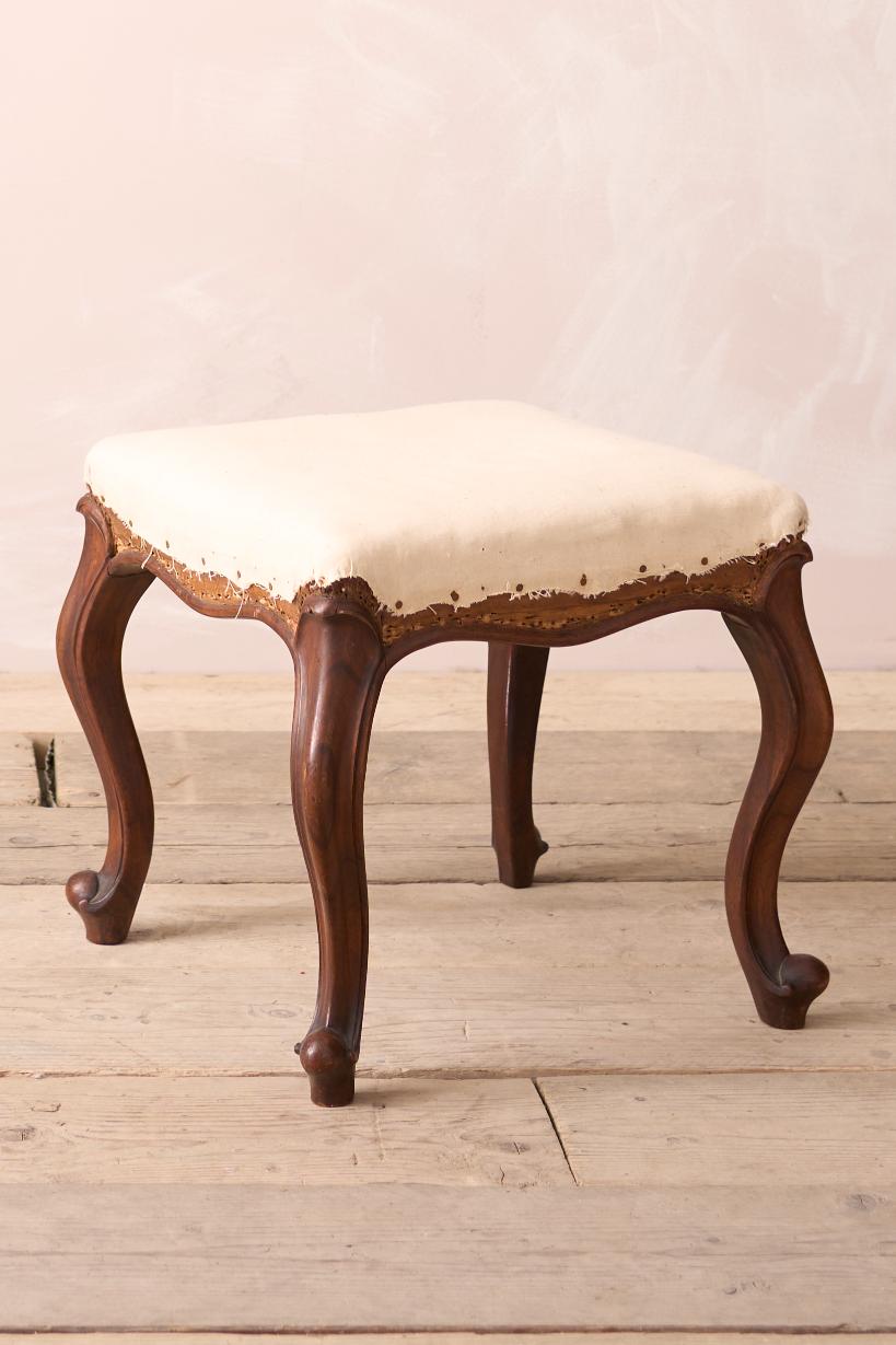 19th century Mahogany cabriole legged footstool