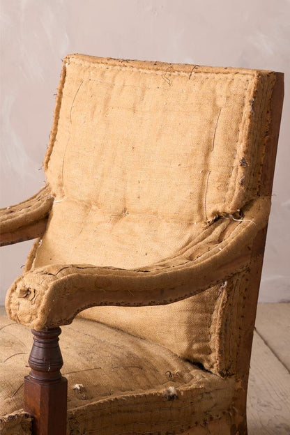 19th century Victorian square back open armchair