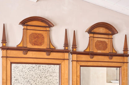 Pair of large 19th century Maple and Walnut wall mirrors