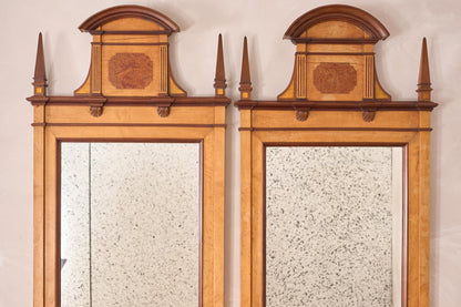 Pair of large 19th century Maple and Walnut wall mirrors