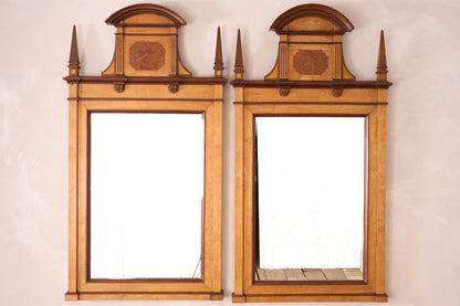 Pair of large 19th century Maple and Walnut wall mirrors