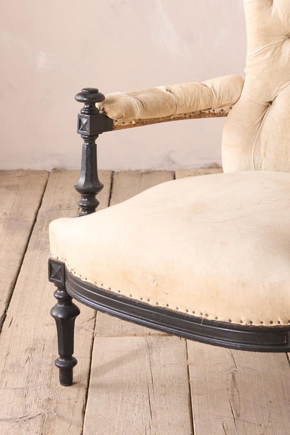 Napoleon III buttoned back open armchair