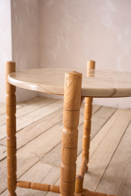 20th century pine and polished stone lamp table