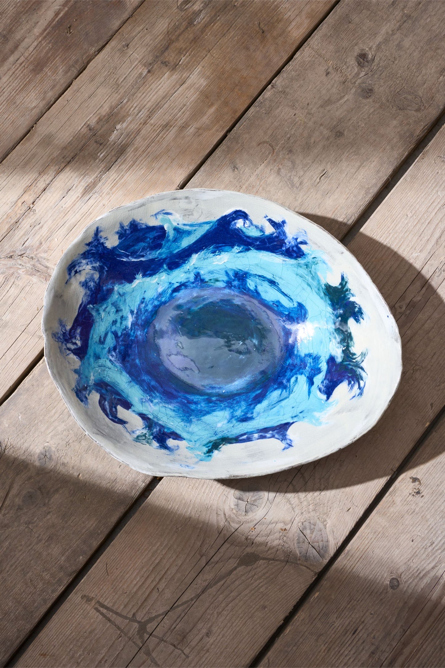 20th century Studio pottery bowl - Blue waves