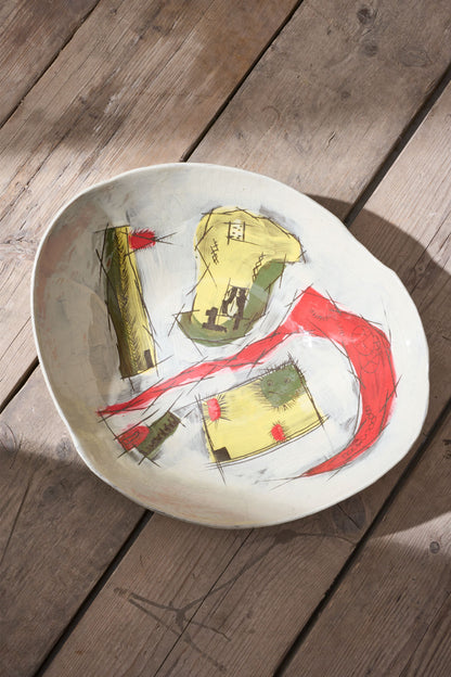 20th Century studio pottery bowl - Wide abstract