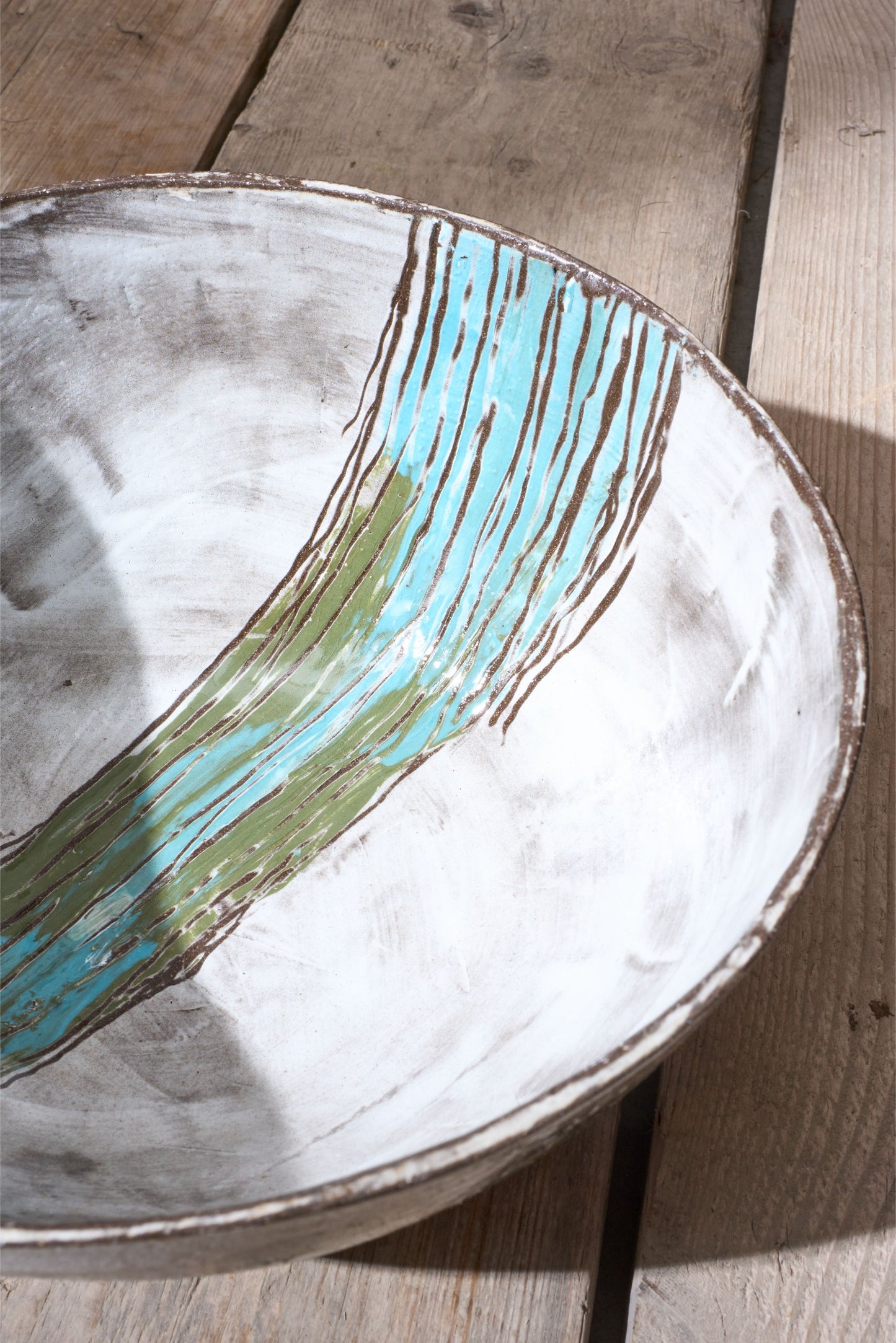 20th Century Studio pottery bowl - Blue stripe