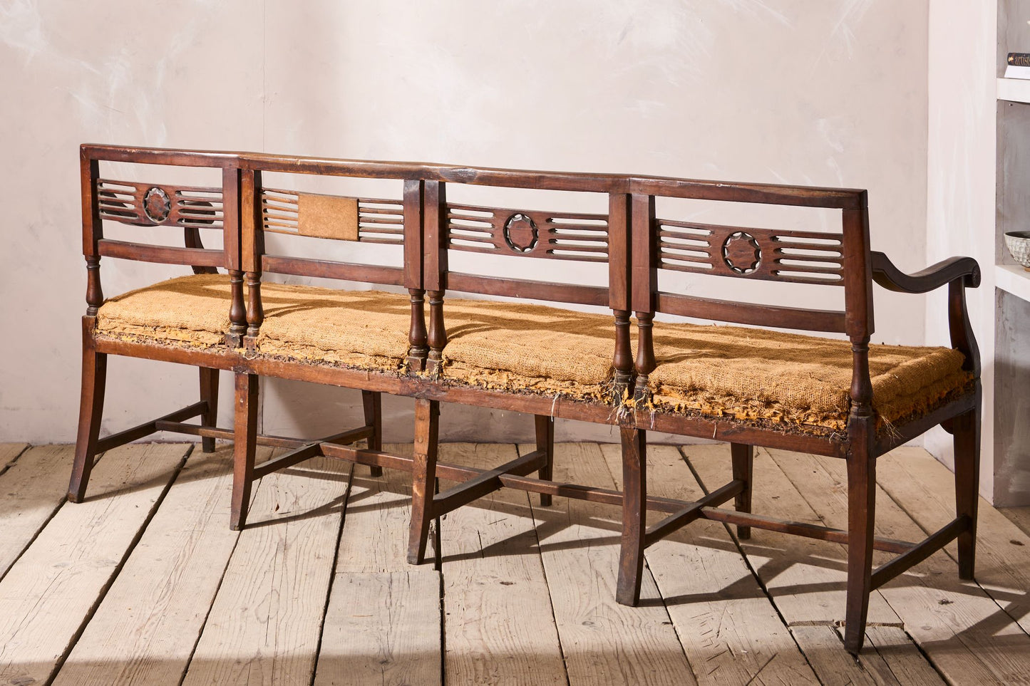 19th Century Neoclassical Italian hall bench - 4 seater