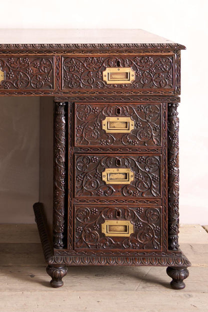 19th century Anglo-Indian Padouk campaign desk