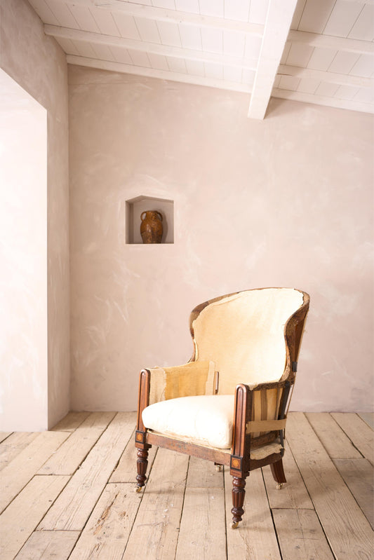 William IV mahogany and ebony inlaid barrel back armchair