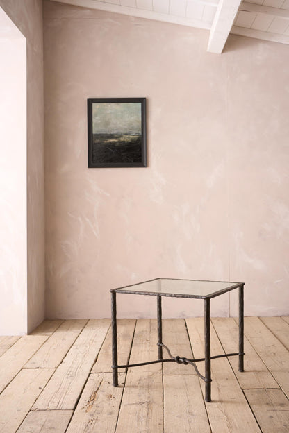 Mid century hand beaten metal side table