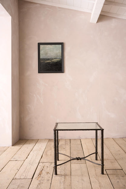 Mid century hand beaten metal side table