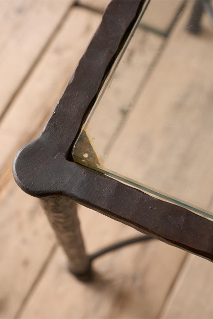 Mid century hand beaten metal side table