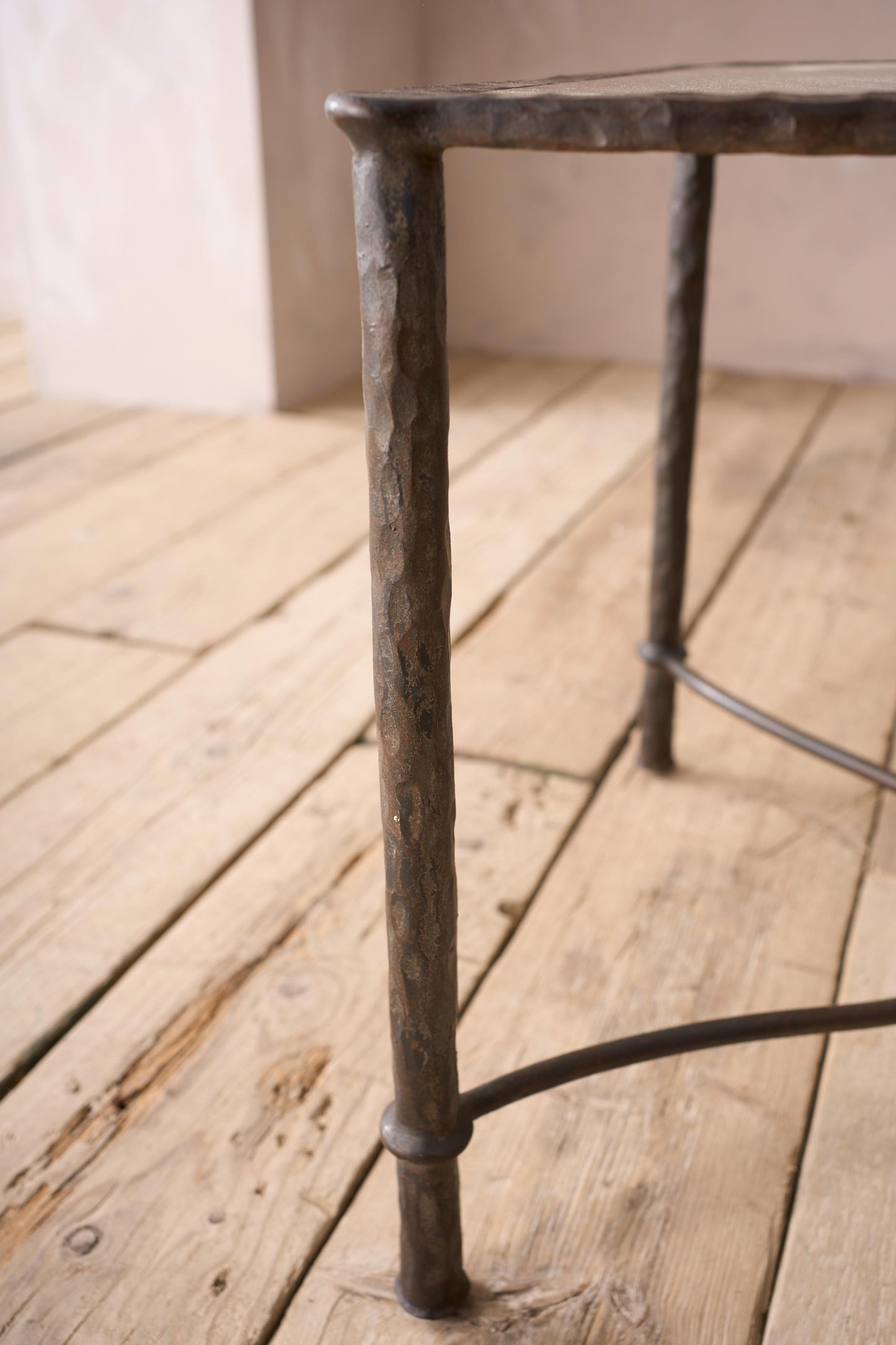 Mid century hand beaten metal side table