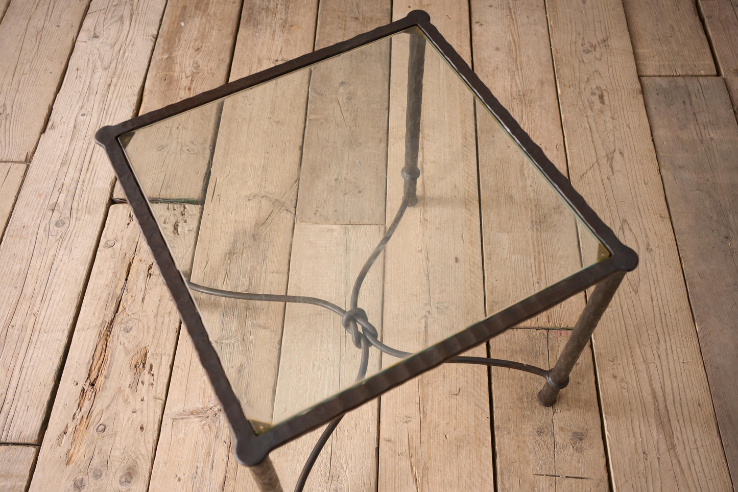 Mid century hand beaten metal side table