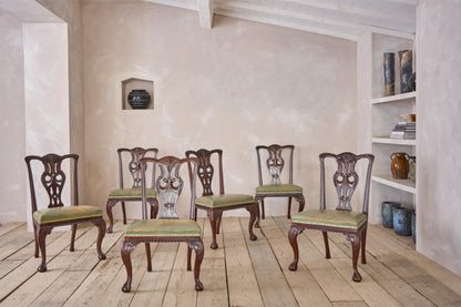 Set of 6 Jas Shoolbred Dining chairs in mint green leather