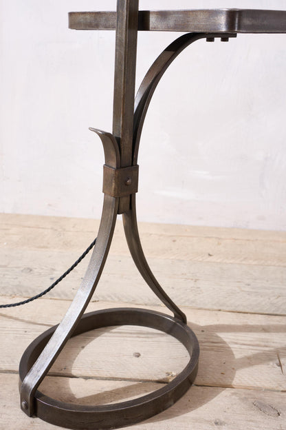 Mid century Brutalist French floor lamp with slate table by Jean-Pierre Ryckaert