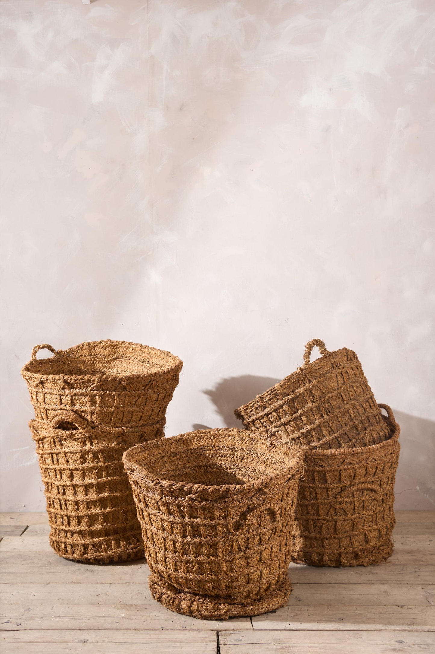 Vintage Spanish woven Olive harvest baskets - 3 available