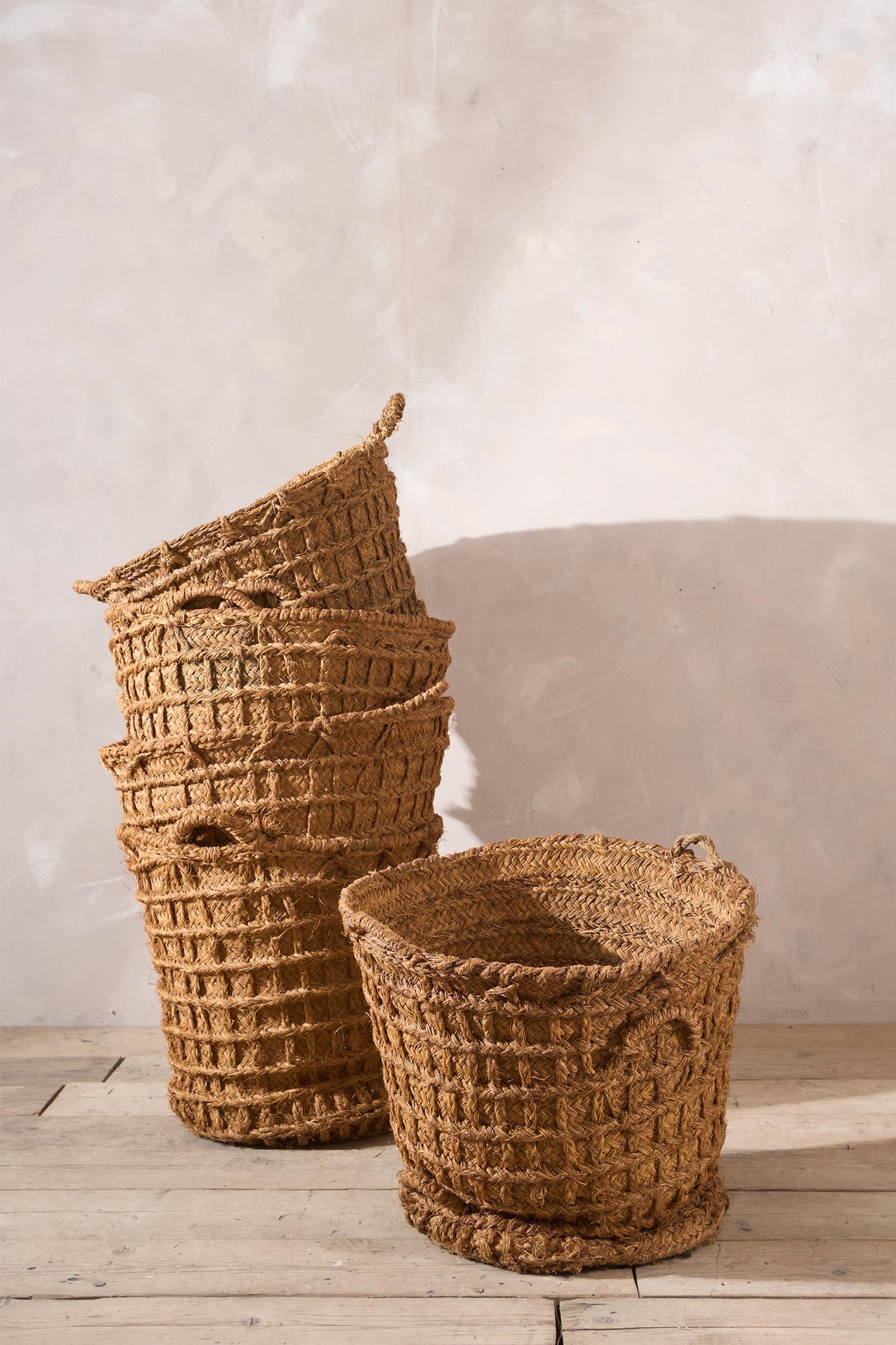 Vintage Spanish woven Olive harvest baskets - 3 available