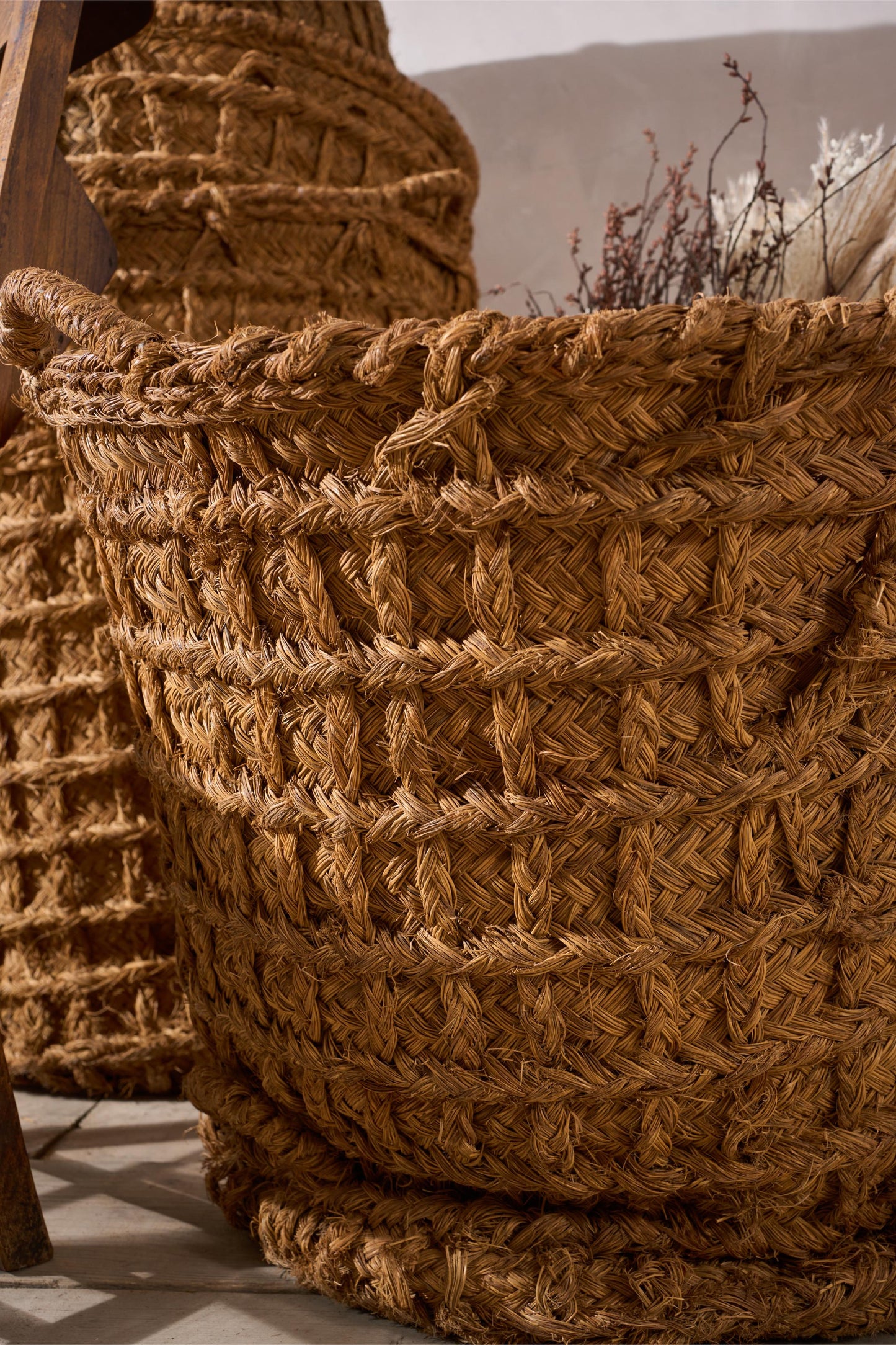 Vintage Spanish woven Olive harvest baskets - 3 available