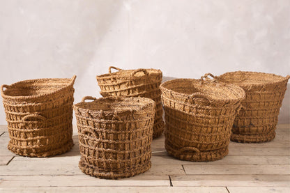 Vintage Spanish woven Olive harvest baskets - 3 available