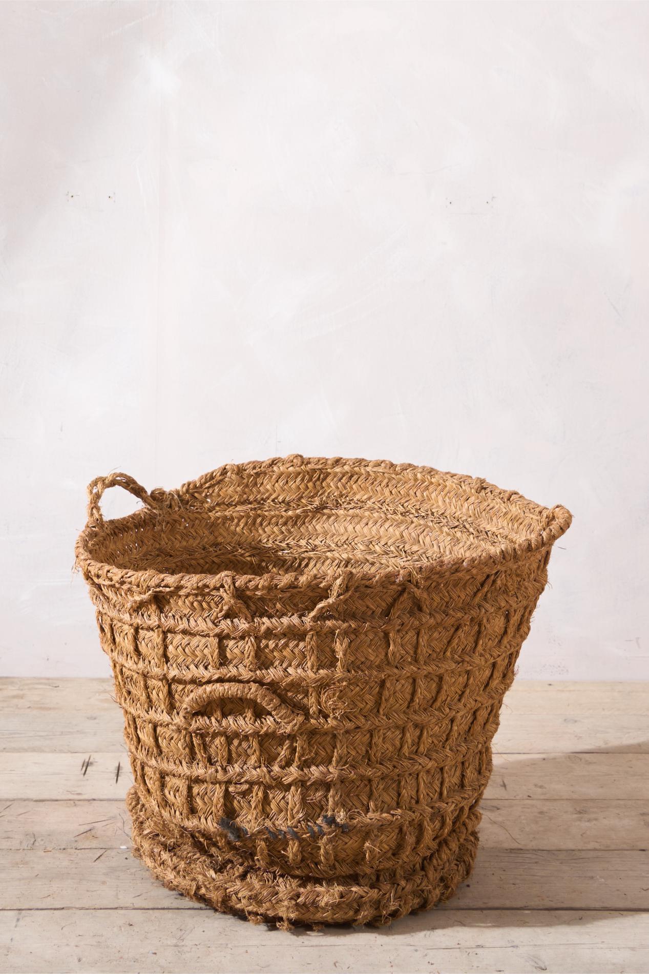 Vintage Spanish woven Olive harvest baskets - 3 available