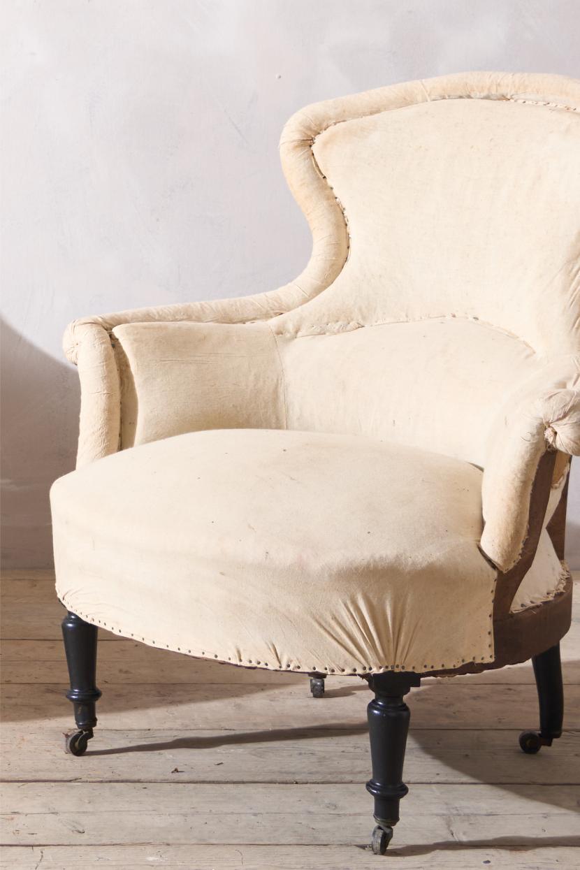 Pair of Napoleon III Piecrust fishtail armchairs