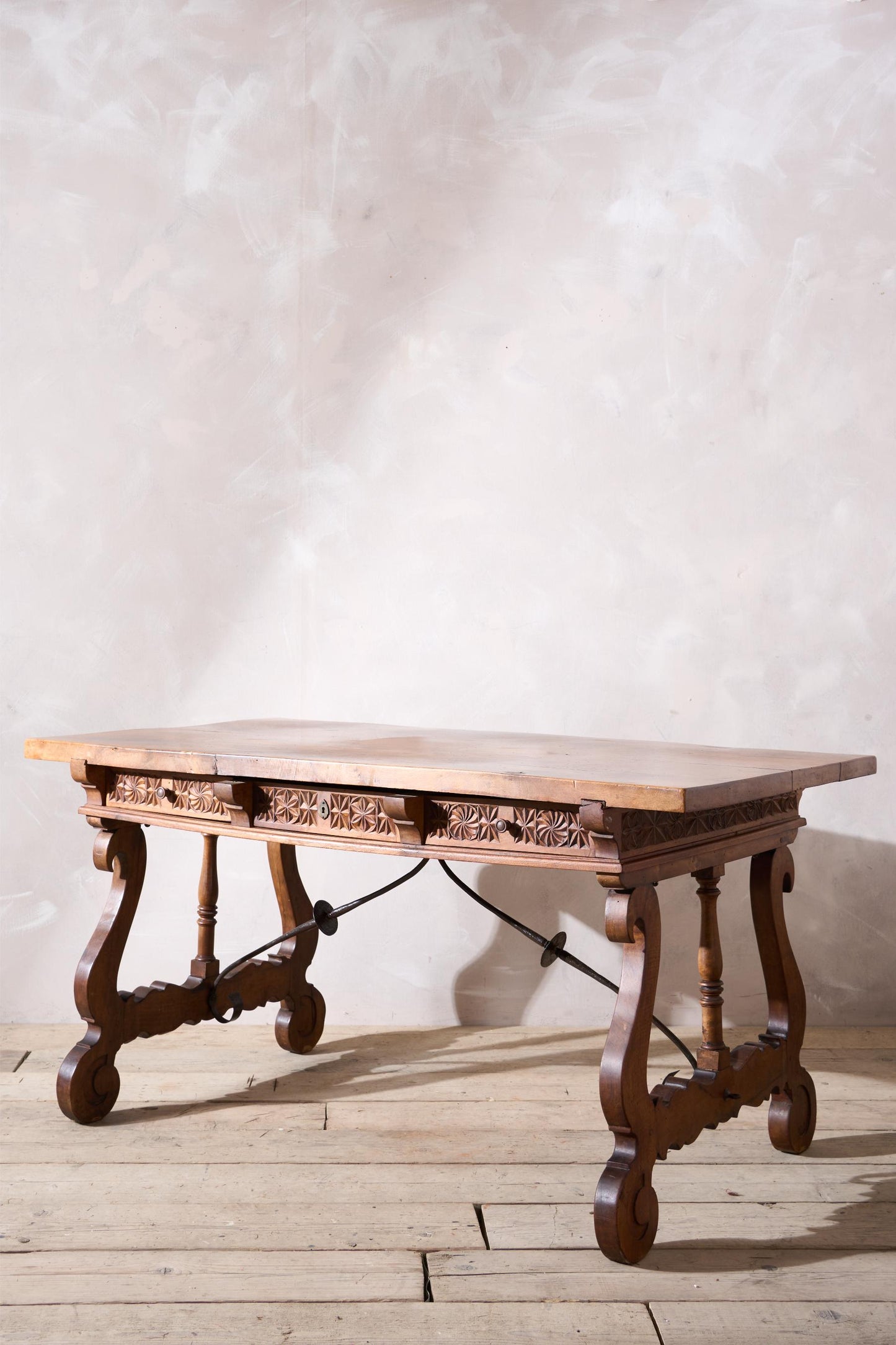 19th century Spanish walnut writing table