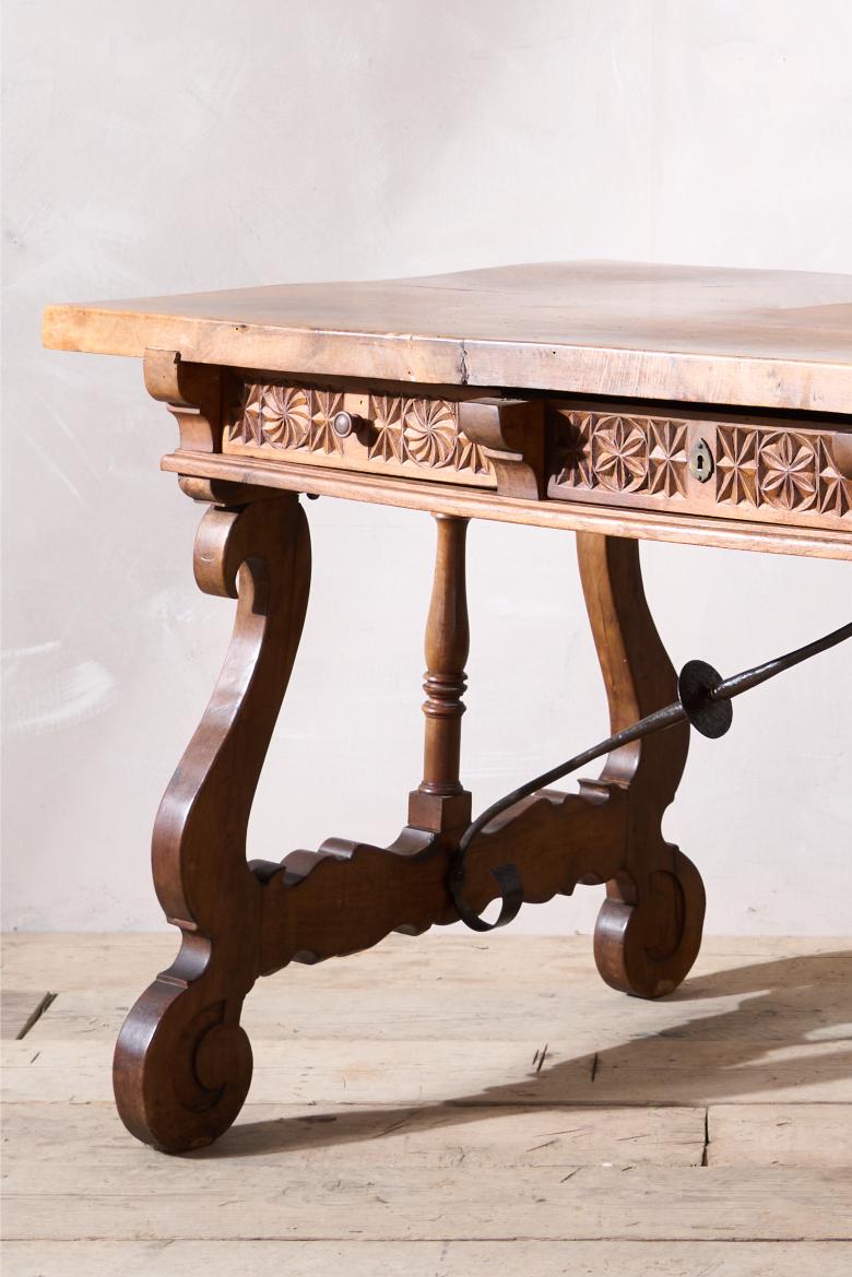 19th century Spanish walnut writing table