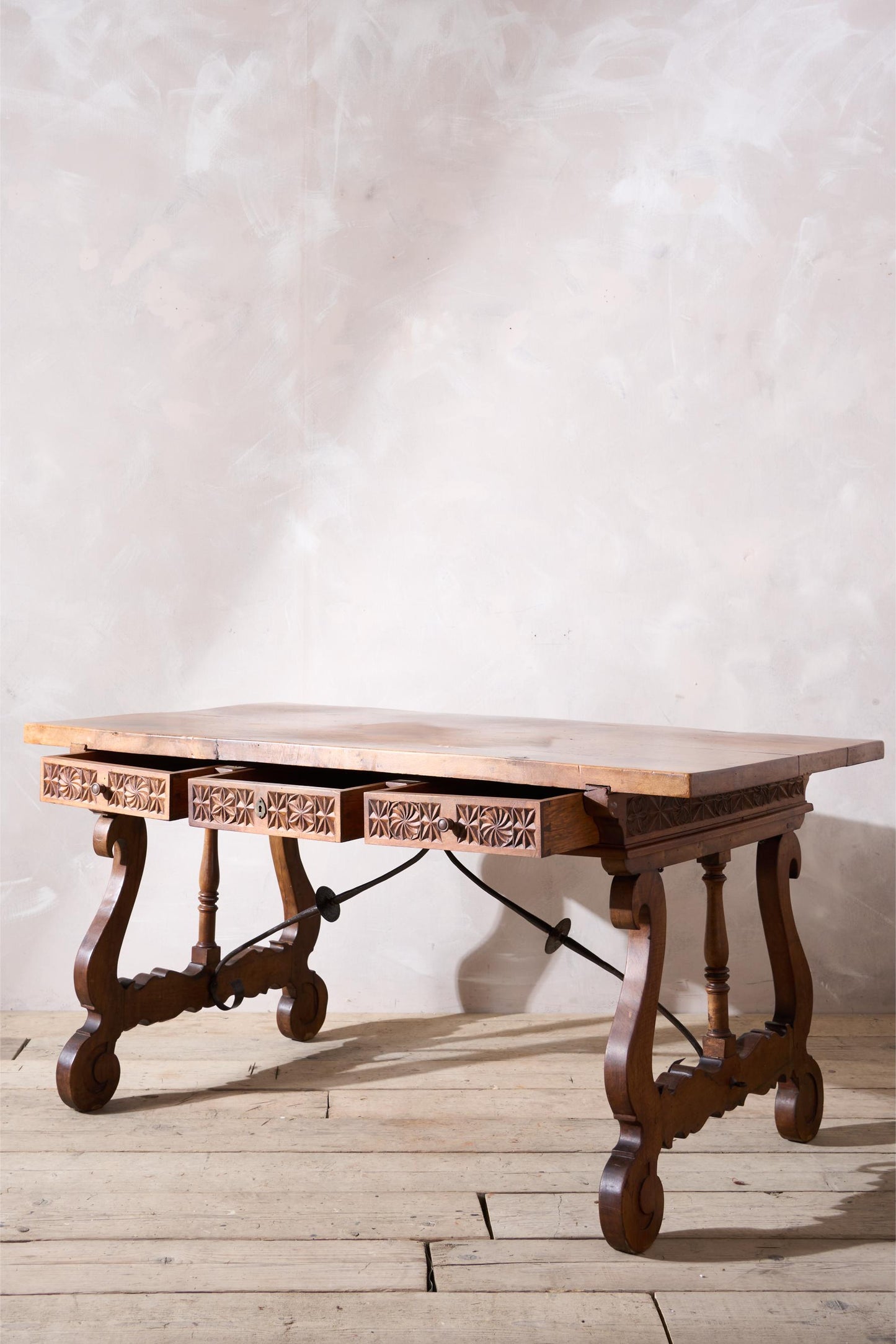 19th century Spanish walnut writing table