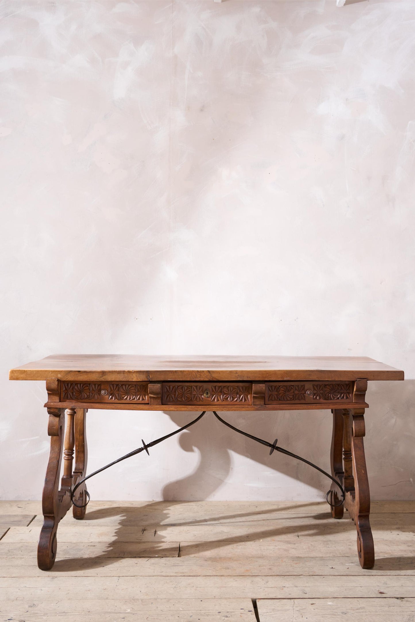 19th century Spanish walnut writing table