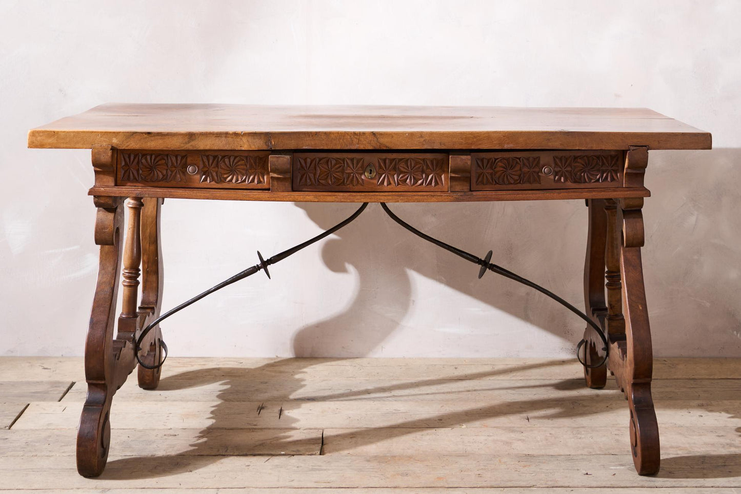 19th century Spanish walnut writing table