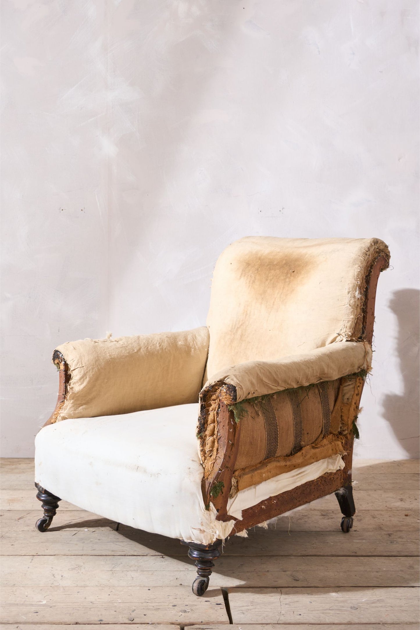 19th century Scroll back English country house armchair