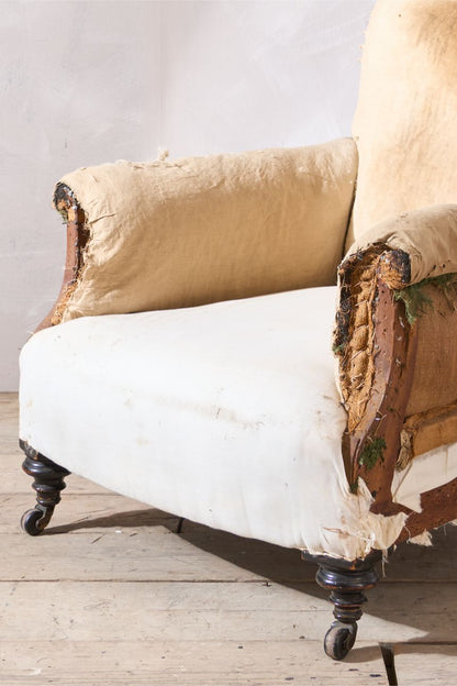 19th century Scroll back English country house armchair