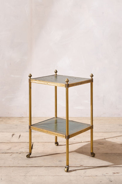 c.1940's Green leather and brass side table