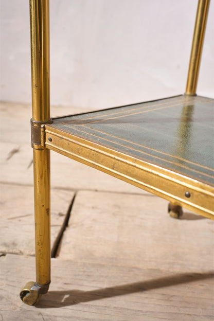 c.1940's Green leather and brass side table