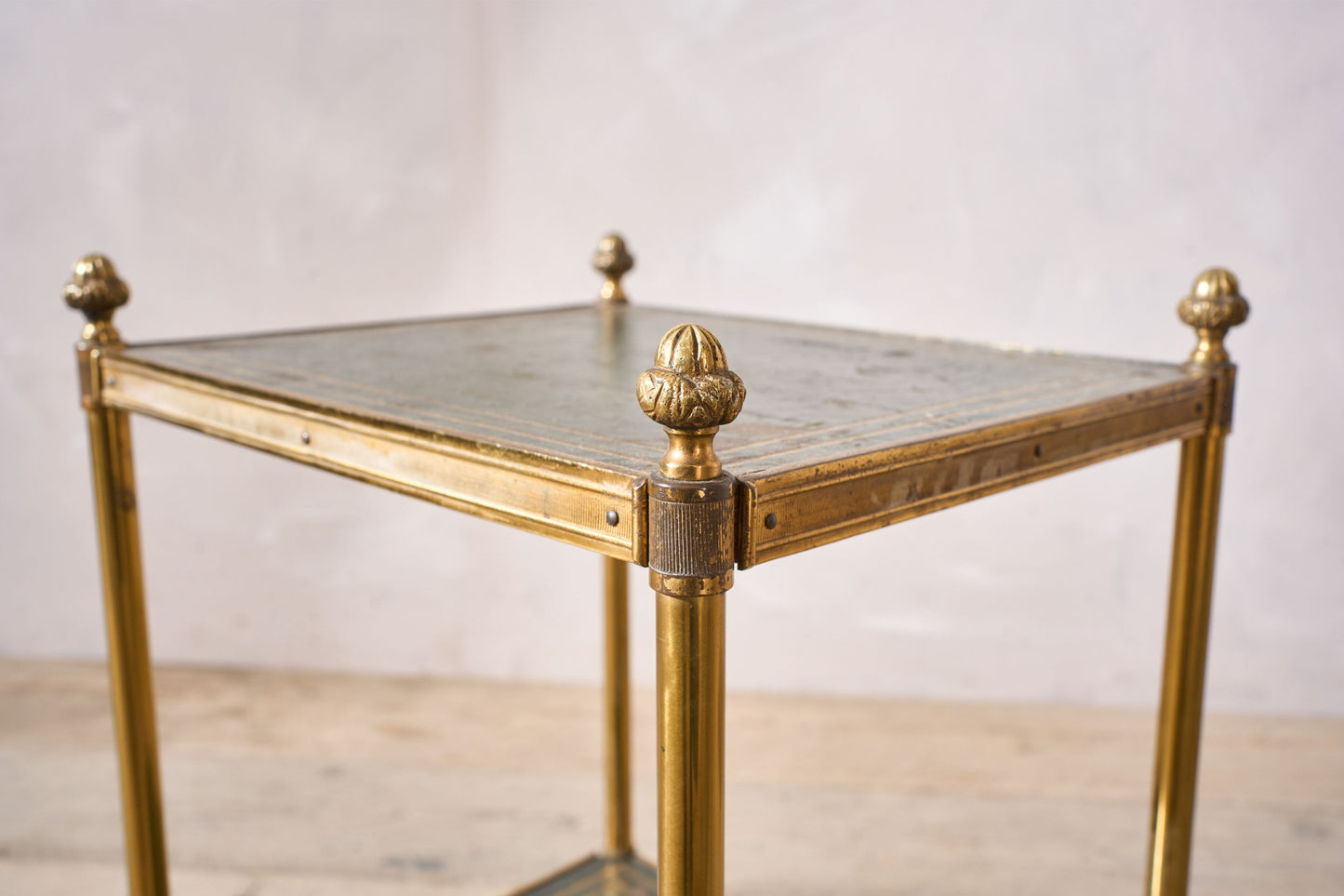 c.1940's Green leather and brass side table