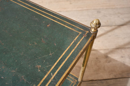 c.1940's Green leather and brass side table