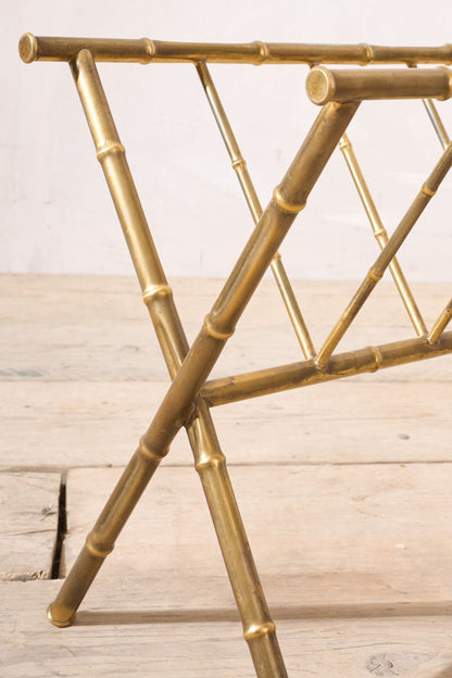 20th century brass bamboo magazine rack