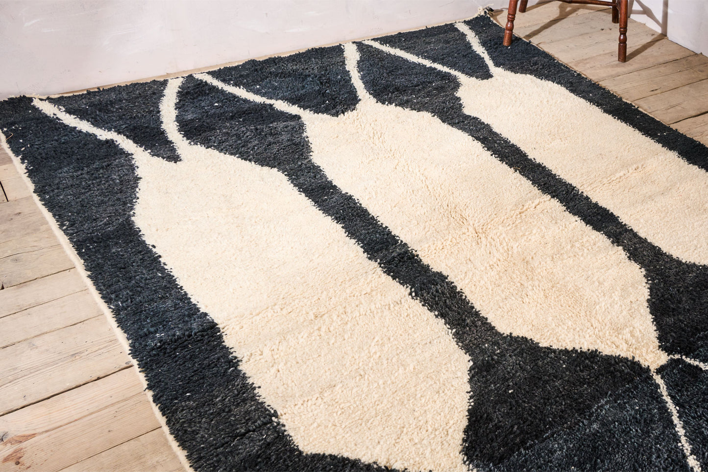 Large black and white Moroccan Berber rug