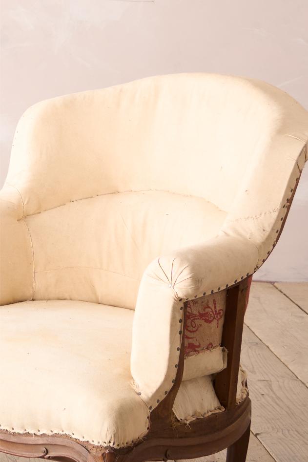 19th century French armchair with matching footstool