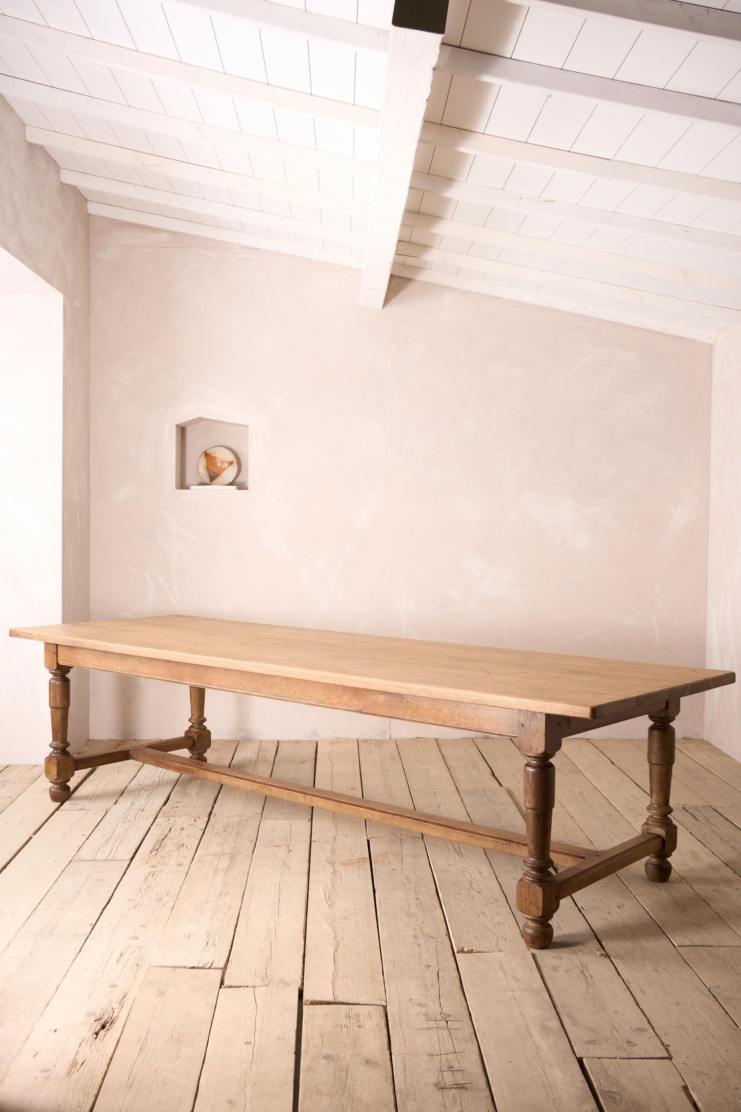 Early 20th century 3m long solid oak dining table