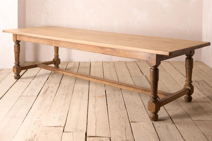 Early 20th century 3m long solid oak dining table