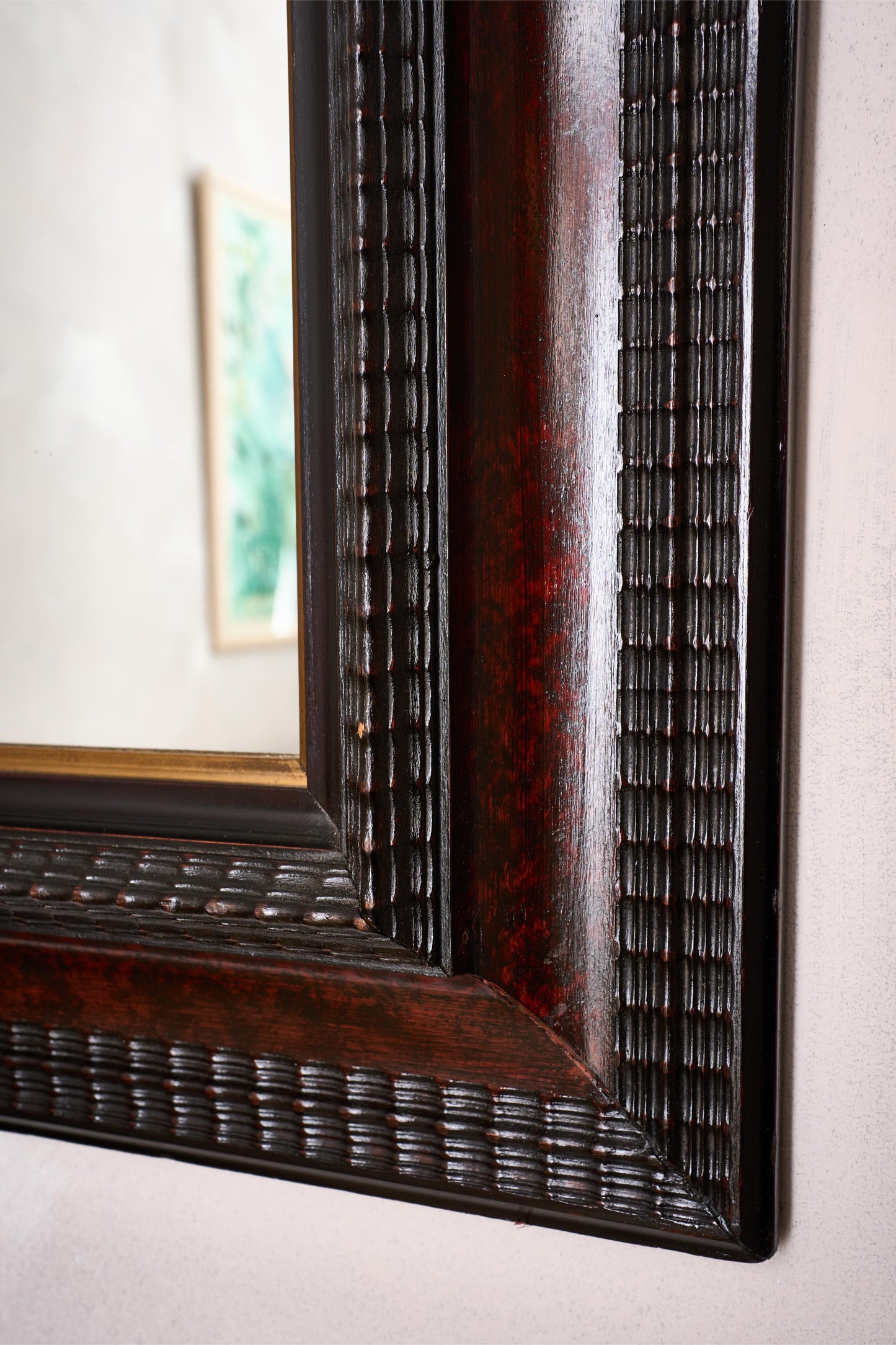 19th century Ebonised and faux tortoiseshell mirror - No5