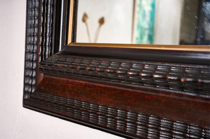 19th century Ebonised and faux tortoiseshell mirror - No5