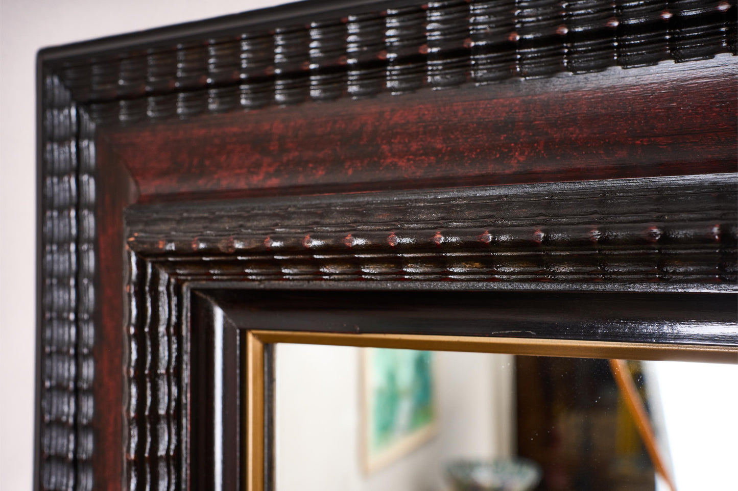 19th century Ebonised and faux tortoiseshell mirror - No5