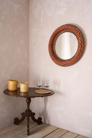 20th century Red painted Italian Circular wall mirror