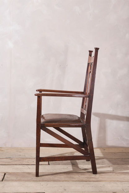 Arts and crafts oak and leather desk chair