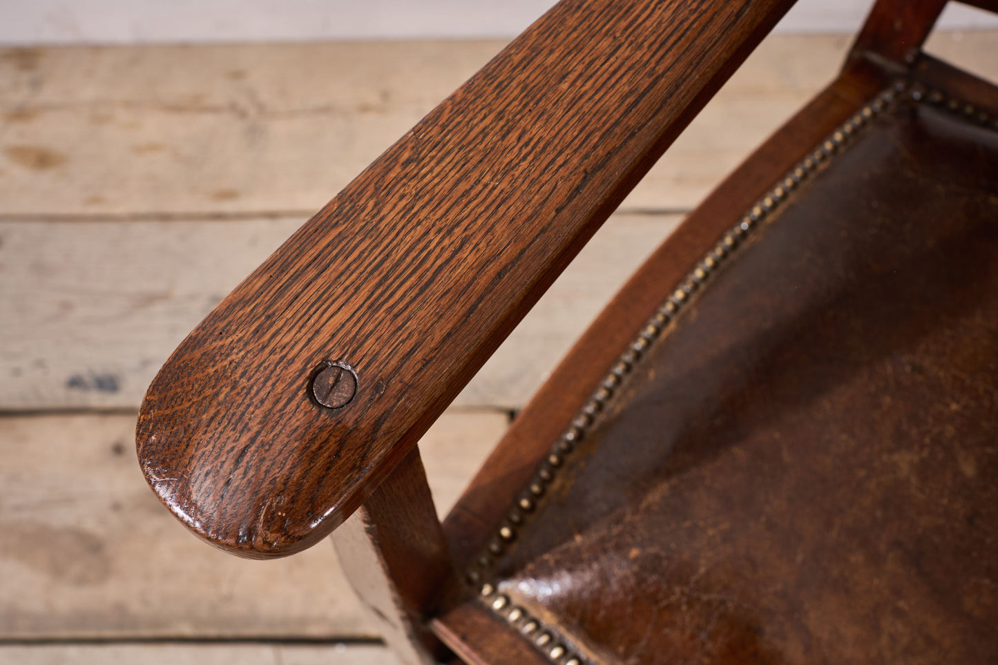 Arts and crafts oak and leather desk chair