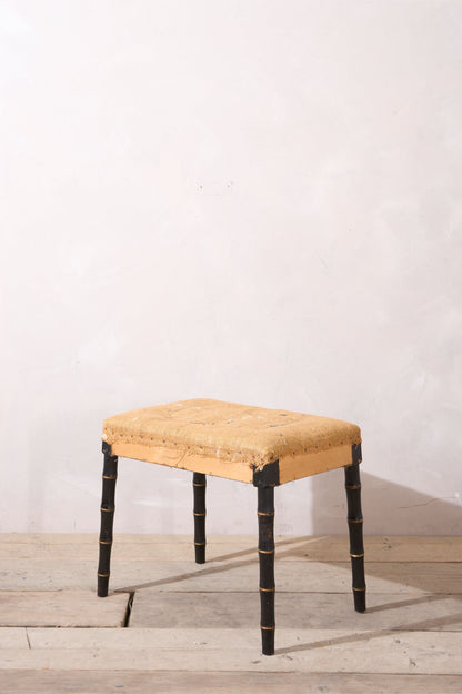 20th century Ebonised faux Bamboo footstool